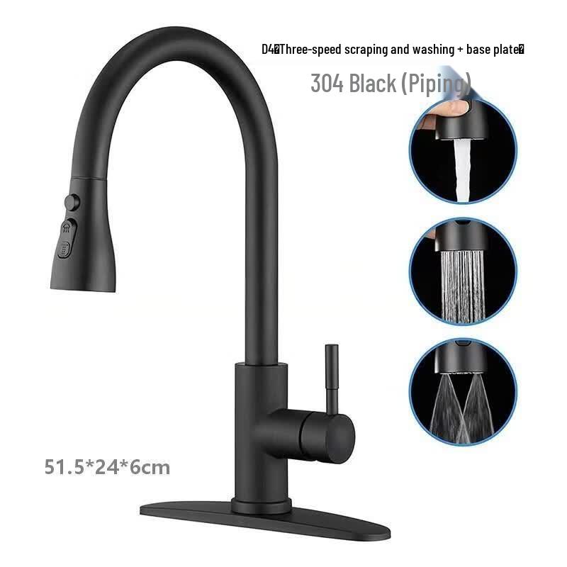 Baimengyang Universal Pull-Out Kitchen Faucet чёрный