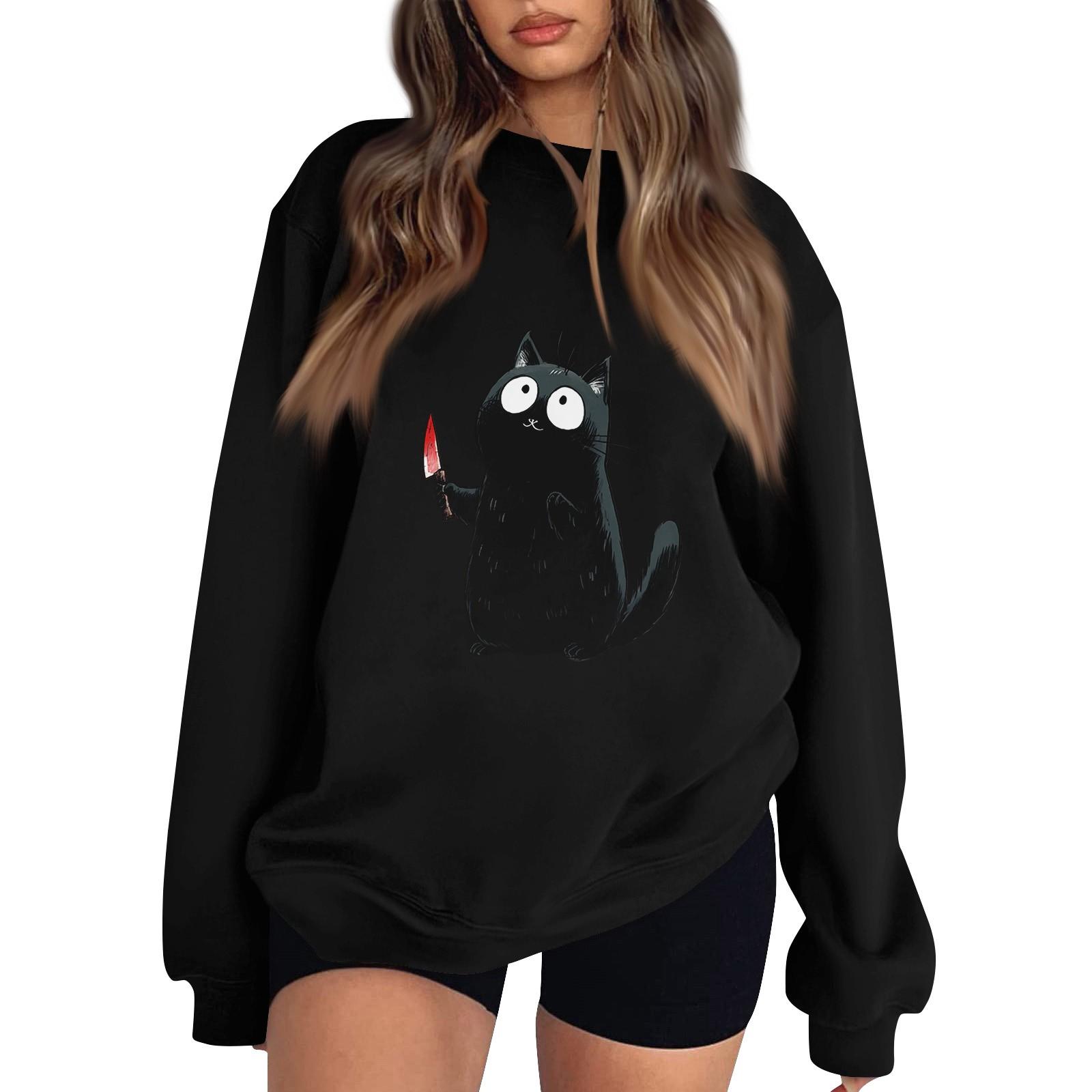 

Женский пуловер с заниженной линией плеча, спортивный свитшот с принтом на Хэллоуин S чёрный