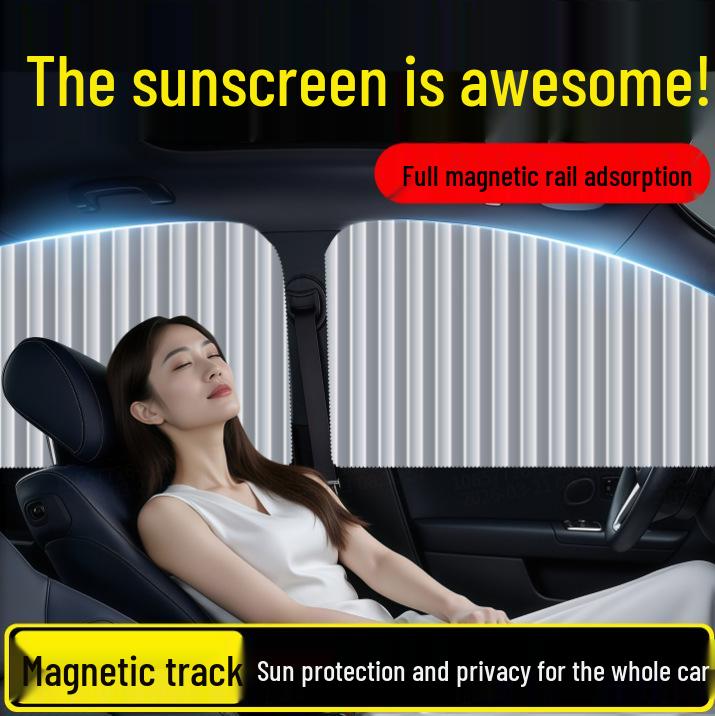Sliding Car Window Sunshade - Baby Privacy & UV Protection Curtain with Heat Insulation and Blackout for Car Interiors