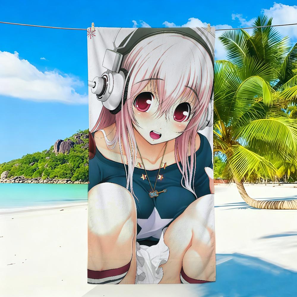Cute Super Sonico Towel Sports Quick Dry Travel Camping Sandproof Soft Light Large Beach Towel
