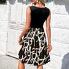 Dames mouwloze casual vakantie losse swing geometrische knoop midi jurk met zakken
