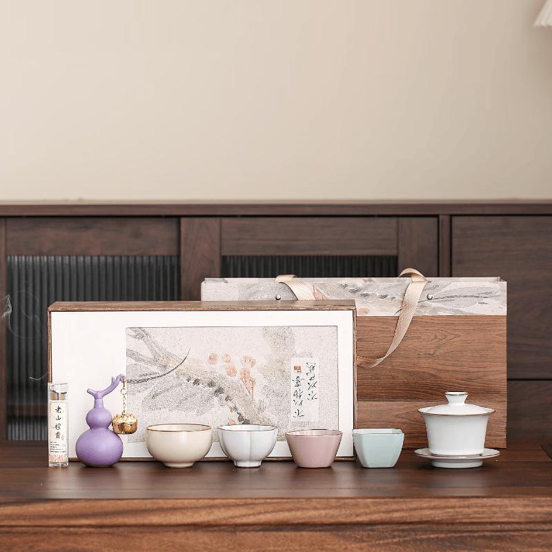 Ceramic Gaiwan Tea Set with Incense - Gift Edition
