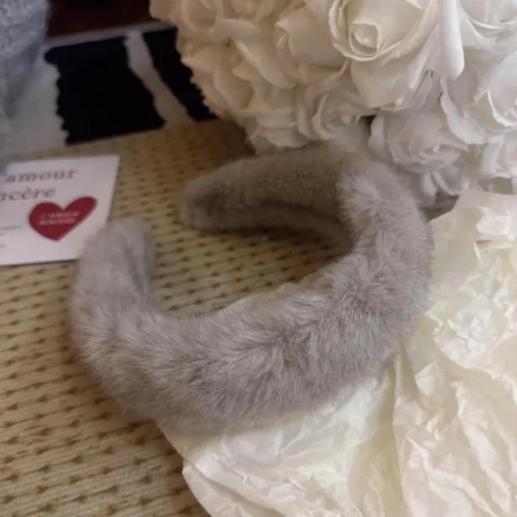 Imitation Mink Fur Wide Edge Headband for Women - Autumn/Winter Face Washing Accessory