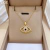 Titanium Steel, Devil'S Eye Eyelashes Light Luxury Temperament Gorgeous Full Diamond Necklace Female Versatile Collarbone Chain Titanium Steel Chain