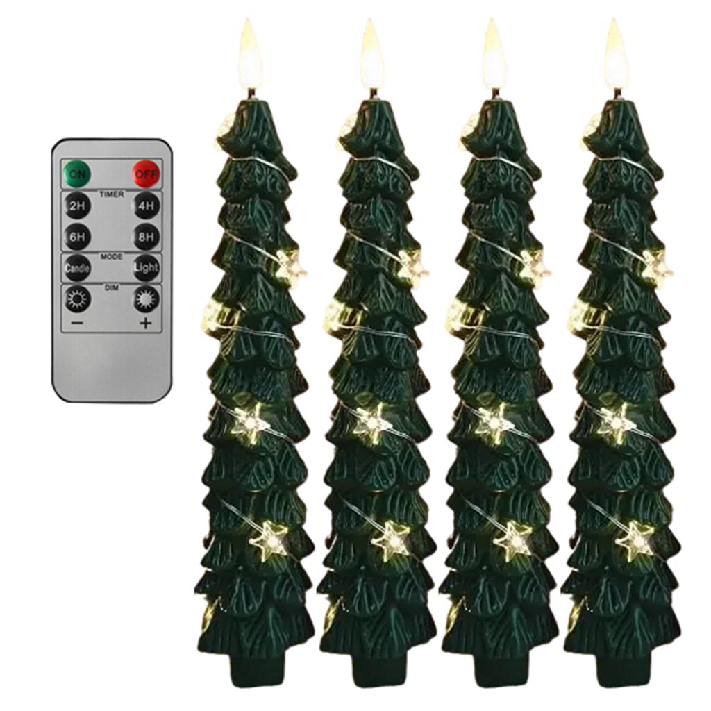 Christmas Collection Christmas Tree Flameless Tapers Candles 9.4 Battery LED Candles Glowing Branches Decor Remote Control