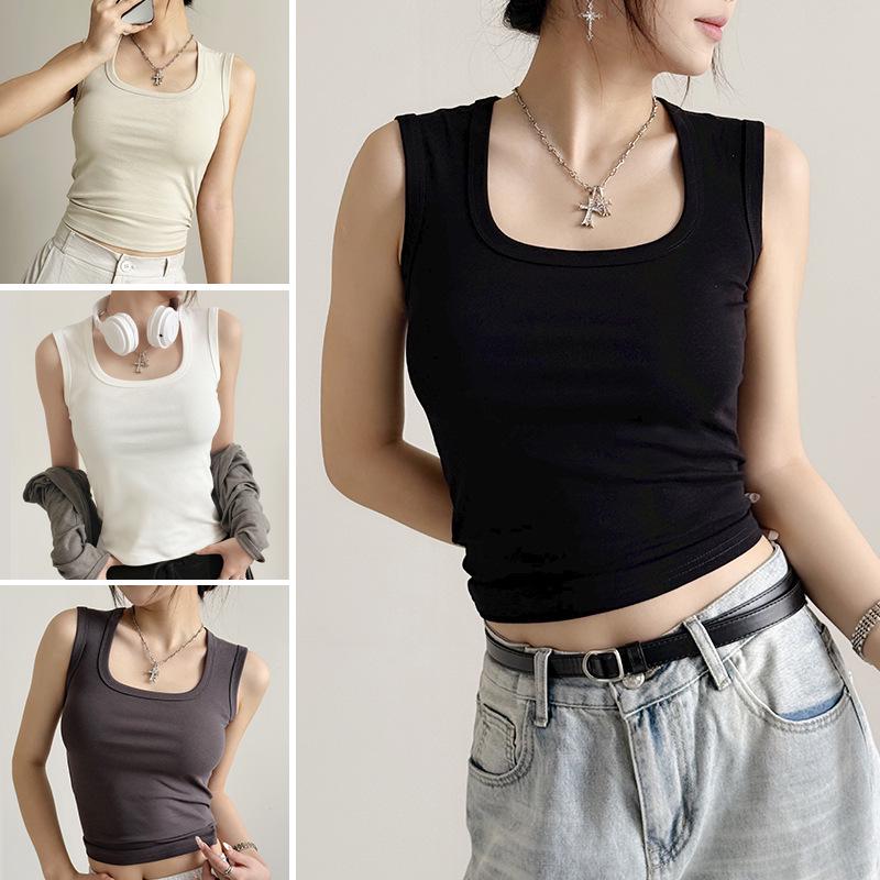 Women's Cotton Y-Back Tank Top - Versatile, Slimming, Casual Wear Camisole for Spring and Summer