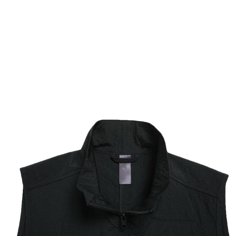 Li Ning X Jackie Chan Collaboration Kung Fu Series Solid Color Stand Collar Zipper Vest Women vest Black AMDS027-2