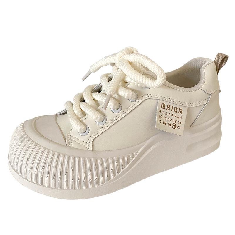 

LZ6015 latex insole/biscuit low platform white shoes women s 2024 new autumn heightening board shoes biscuit shoes 40 бежевий