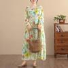DIMANAF New 2025 Women Plus Size Spring Long Dress Loose Basic Vintage Oversize Long Sleeve Maxi Floral