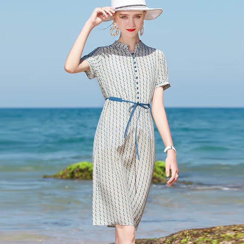 XUEXI Women s 2025 Summer Mulberry Silk Dress 2XL