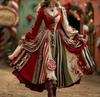 New Women's Autumn Dress Long Sleeve Halloween Dress V-Neck Splicing