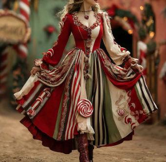 New Women's Autumn Dress Long Sleeve Halloween Dress V-Neck Splicing