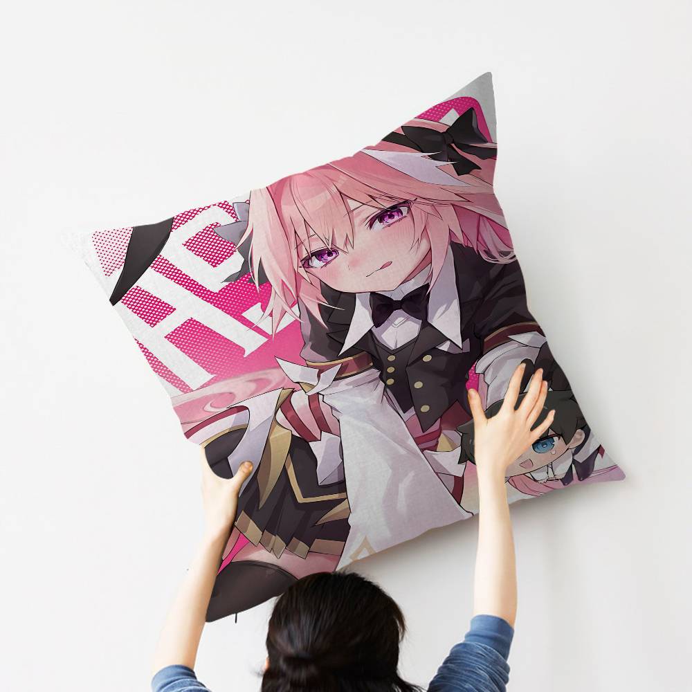 A-Astolfo Pink Cute Anime Girl Maple Design Cushion Cover Happy Autumn Harvest decor Holiday Decorati Pillow Cover