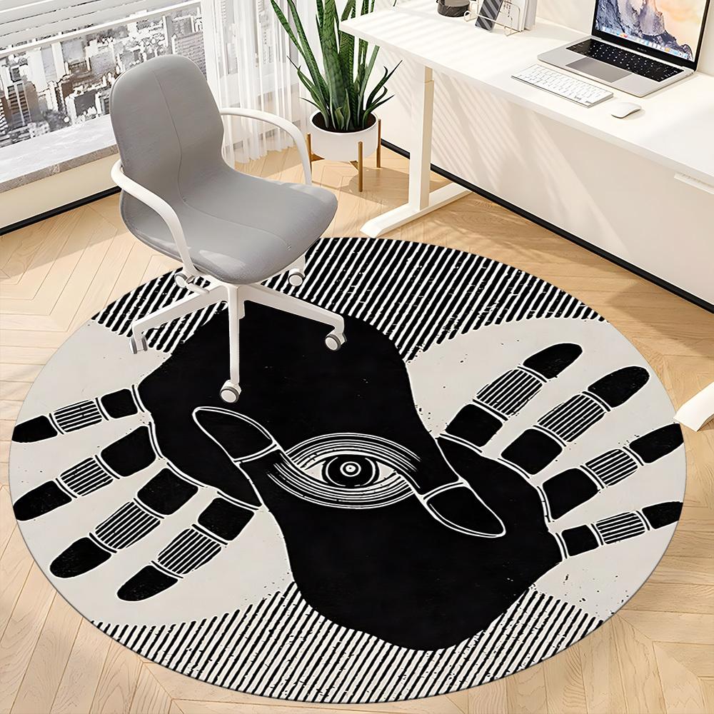 1pc Eyes Hands Office Round Area Rug, Indoor Mat Suitable For Office, Under Office Chairs Bedroom Living Room Home Decor, Room Deco 142