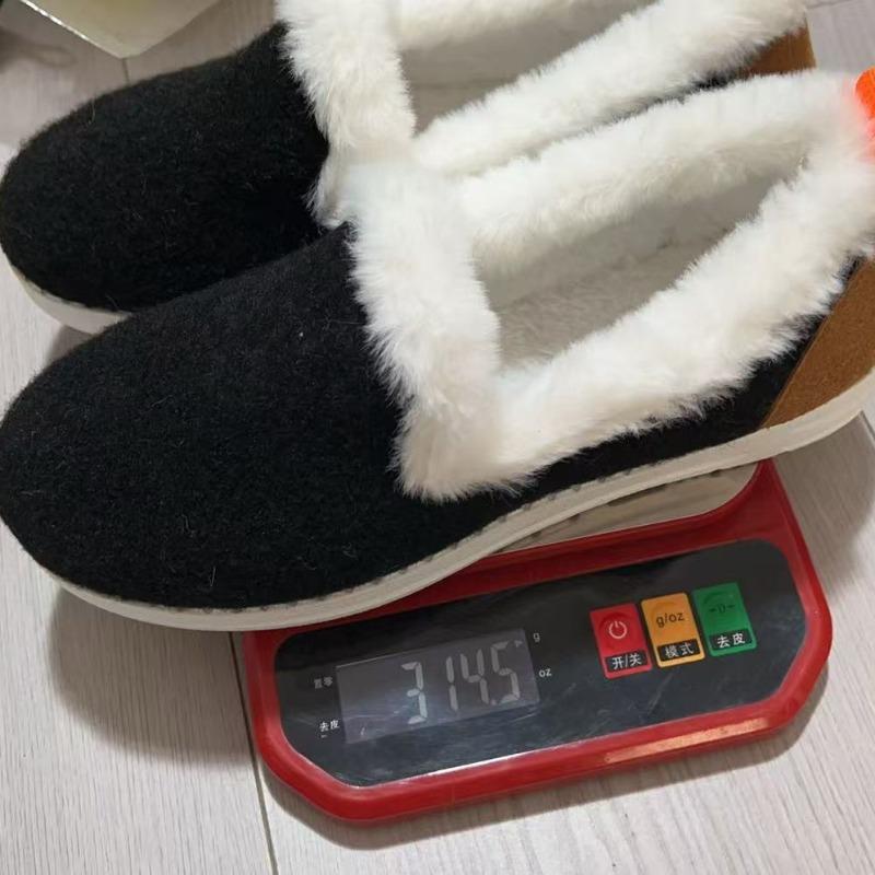 Cross-border Winter New Color Matching Flat-bottomed Velvet Snow Boots Women's Thickened Fluffy Warm Large-size Low-top Cotton Shoes