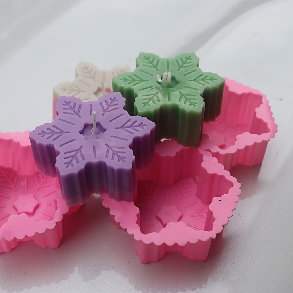 Christmas Snowflake Silicone Candle Molds, Handmade DIY Aromatherapy Wax Candle Making, Festive Home Decor Scent Diffuser