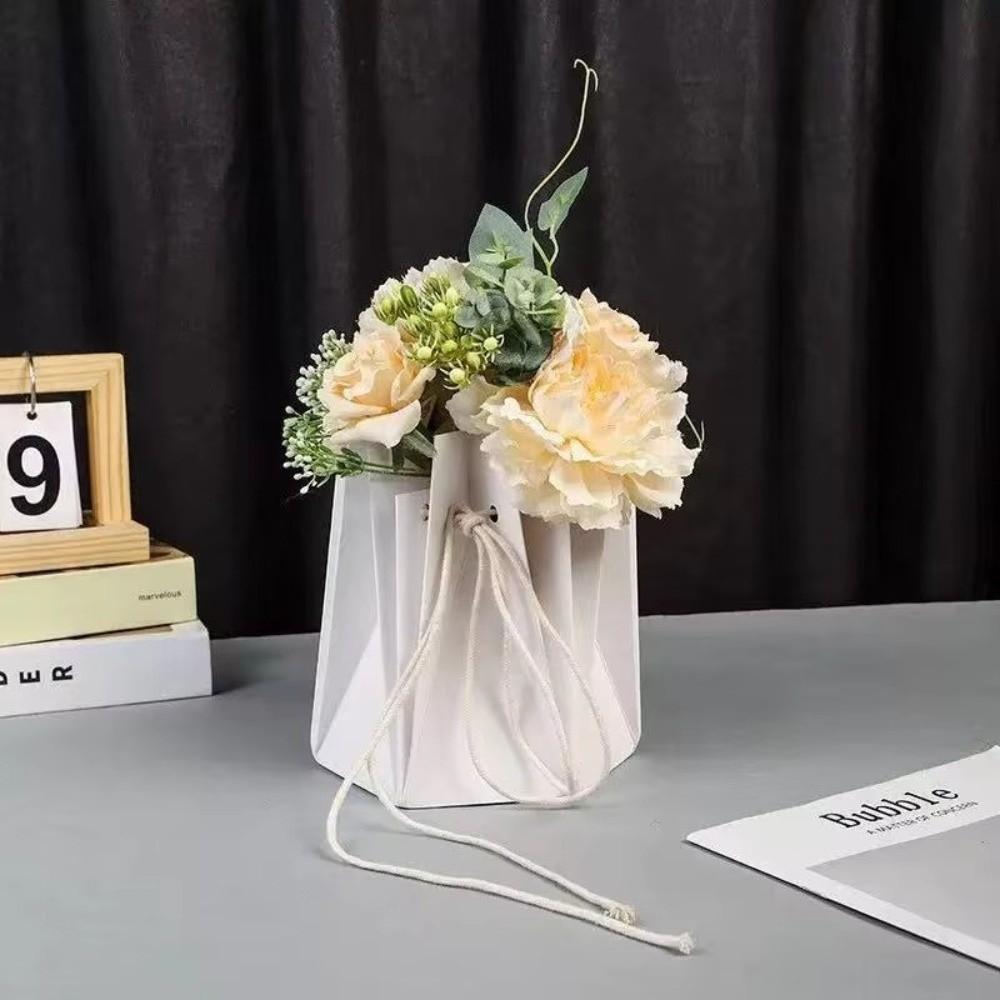 Handmade Flower Bag Hexagonal Waterproof Flower Packaging Bags Home Decor Korean Bouquet Handbag