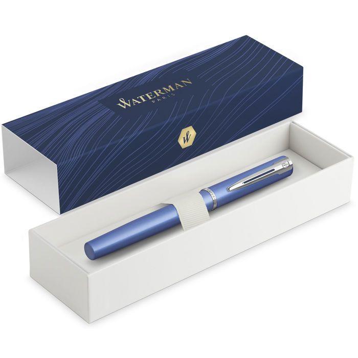 Stylo plume - WATERMAN - Graduate Allure - Laque bleue satinée - Attributs chromés - Pointe fine
