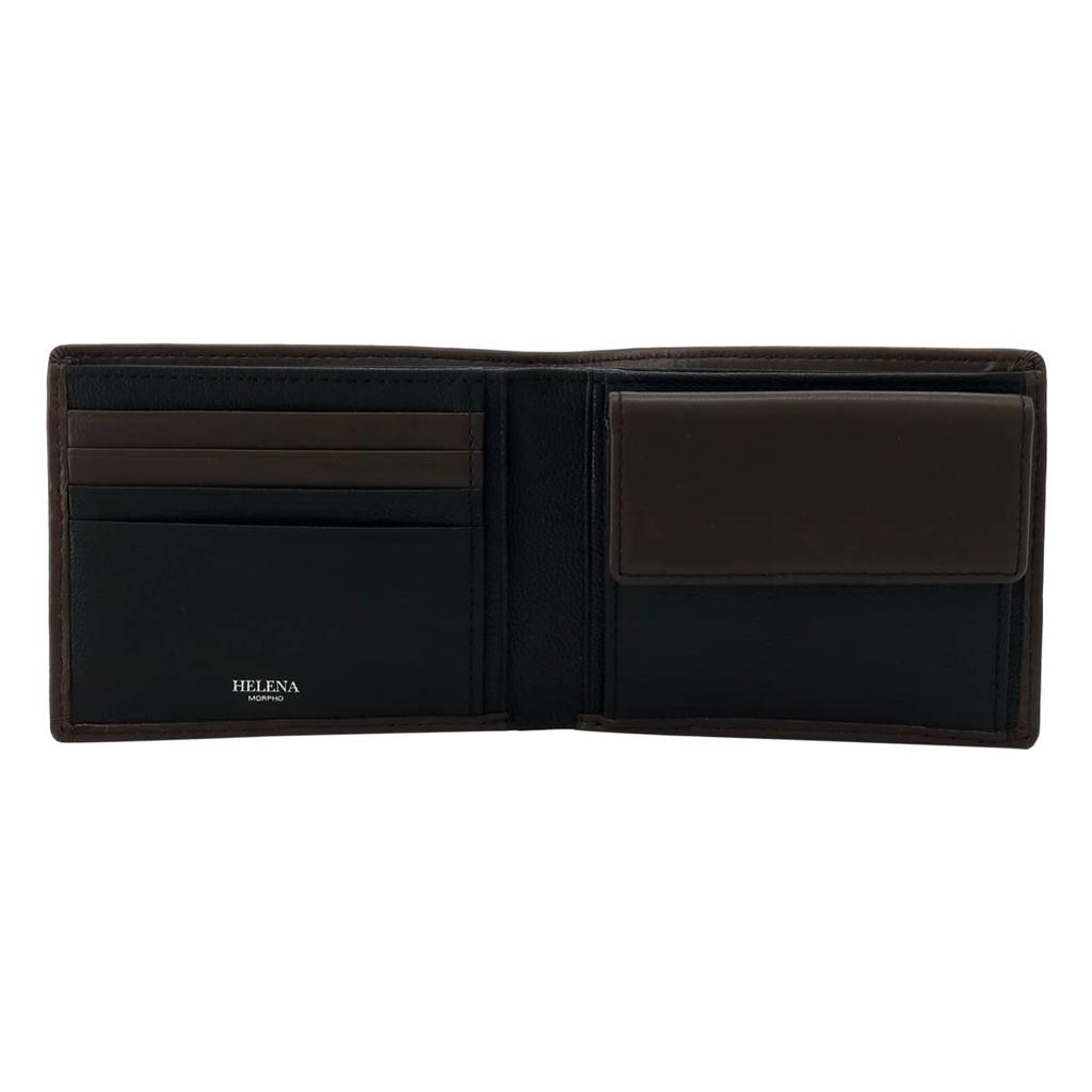 Helena Calm 6483 Bifold Genuine Sheepskin Women's Wallet, Leather, Leather, [01] Black/Khaki
