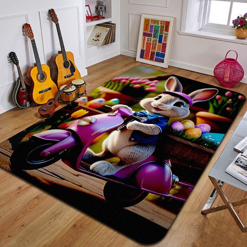 C-Cartoon Rabbit Printed Carpet Fashion Yoga Mat Non-Slip Carpet Bedroom Decoration Outdoor Carpet Bedroom Birthday Gift
