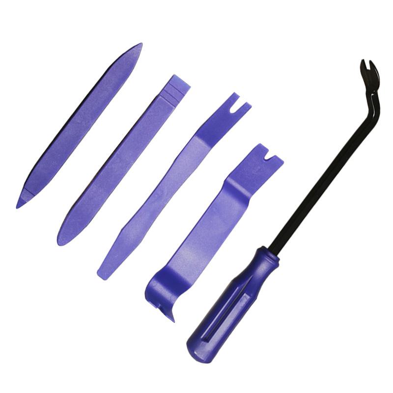5-Piece Car Stereo and Interior Panel Removal Tool Set - 6" Clip Pry Tool & 4-Piece Plastic Pry Bar