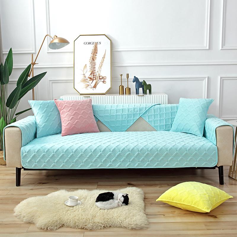 Cuscină de canapea simplă, de culoare uni, pluș, prosop pentru brațul canapelei în formă de L, husă de canapea nordică, față de pernă modernă antiderapantă pentru patru sezoane
