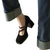 Comfortable Retro French High Heels Women's Chunky Mary Jane Shoes Spring New All-Match Square Head Single Shoes Rubber Sole