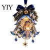 Stunning Fairy Tale Hanging Decor Bell Christmas Ornament, 2D Flat Flower Elegant Ornaments for Stores Decoration, Acrylic Xmas Tree Pendant