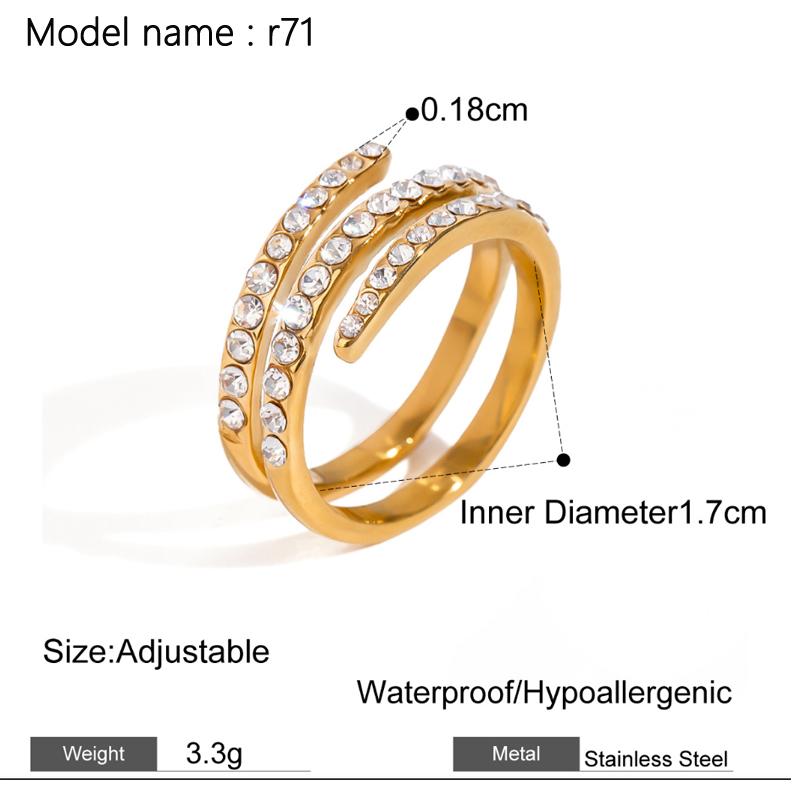 Fashion Simple Stainless Steel Rings For Women Gold Color Smooth Geometric Open Rings Arc Rings Diamonds Jewellery Ring Gift