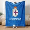 Deportivo A Coruna Crest Flannel Blanket, Soft Polyester, Modern Design, All-Season for Camping, Travel, Gifts for holidays or birthdays