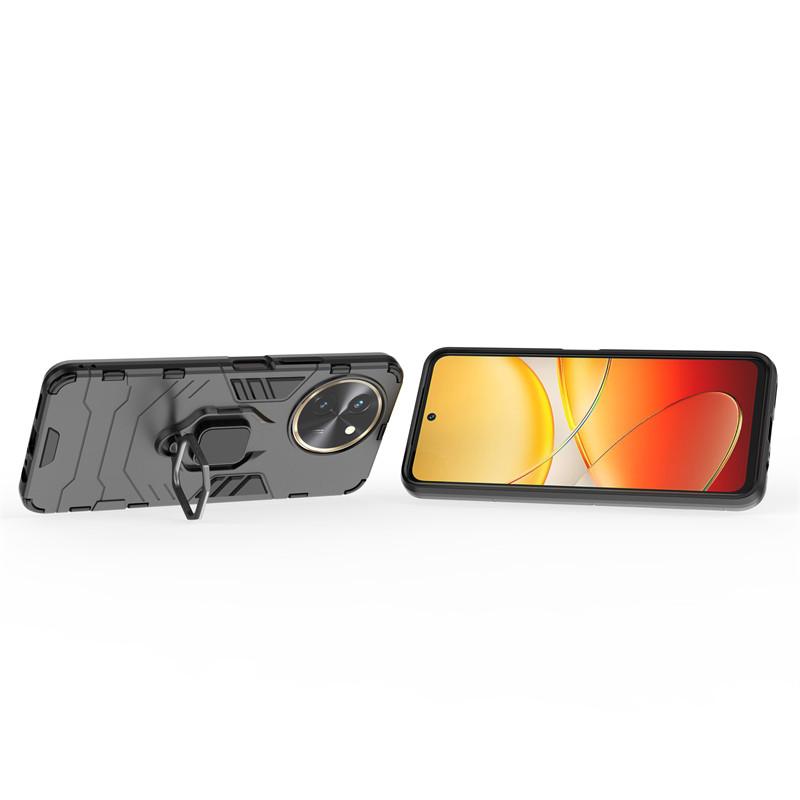 For Vivo Y38 5G Case For Vivo Y38 5G Cover Bumper Shockproof Metal Ring Holder Hard PC Silicone Phone Back Cover For Vivo Y38 5G