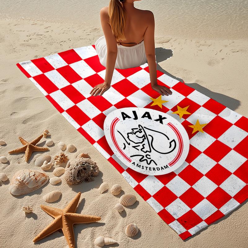 1 Stück Ajax Amsterdam Wappen Strandtuch - Weiche, Saugfähige Mikrofaser, Leicht, Ideal für den Strand, Partys, Reisen, Camping Fan-Geschenke