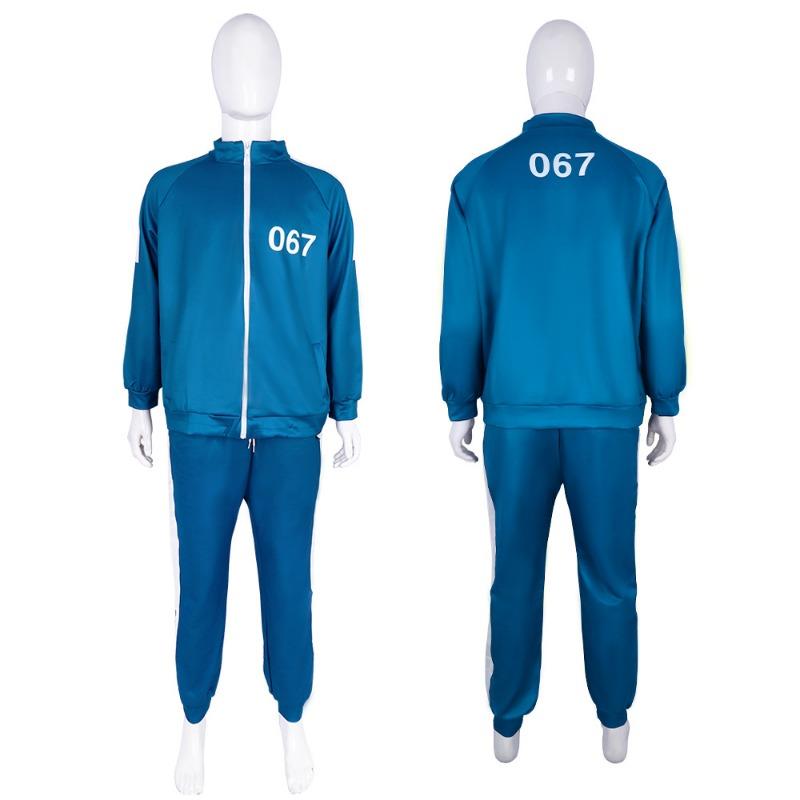 

Хэллоуинская форма Корейская дорама Спортивный костюм Костюм Толстовка на молнии Костюм для сценического выступления XXL синий