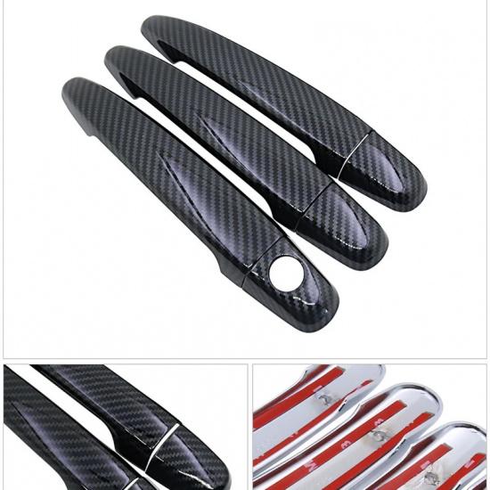 Black Carbon Fiber Door Handle Cover for Toyota Land Cruiser Prado 120 J120 L120 2003~2009 Accessories Stickers Trim Set Chrome