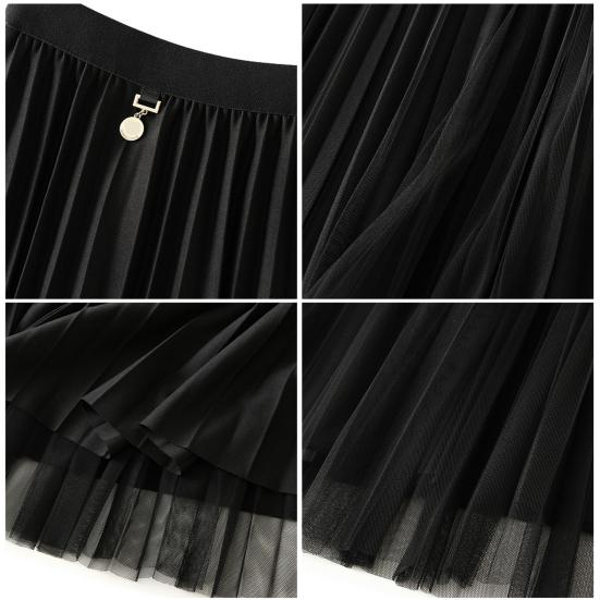 Women Midi Skirt Elastic High Waist A-Line Skirt Solid Color Double Sided Reversible Design Autumn Winter Skirt
