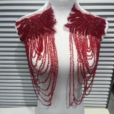 Fringed Design Crystal Beads Patch Removable Decoration Heavy Industry Embroidery Tassels Applique Handmade Sewing