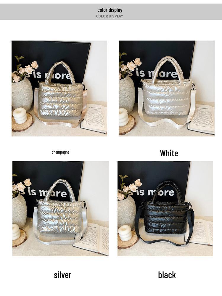 Laminated Winter Tote Bag: Stylish Lightweight Crossbody & Shoulder Women's Down Coat Bag