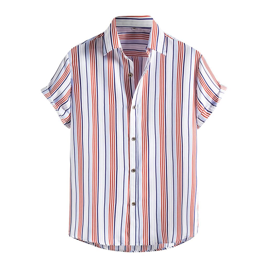 Spring And Summer Men's Beach Shirt Hawaiian Short-sleeved Flower Shirt