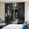 2 stk Svart og Hvit Gardin New York City Nattscene Byliv Brooklyn Manhattan Passer Til Soverom Stue Spisestue