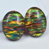 Lab-Created Opal Loose Gemstone Multi-Color 30.95 Ct Oval Cut Pair October Birthday Birthstone