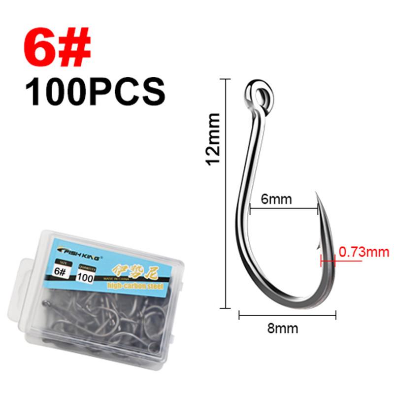 FTK High Carbon Steel Single Fishing Hook, Barbed Sharp Point, Strong Tensile Resistance for Saltwater 100Pcs