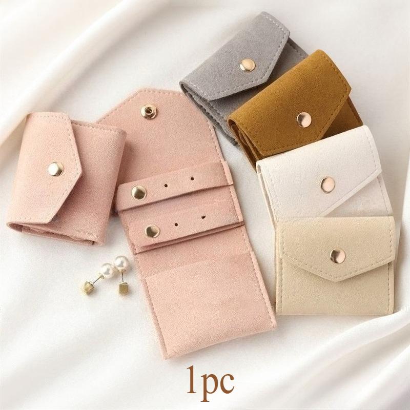 1 Stück Wildleder Schmuckaufbewahrung Faltbeutel Mini Schmuck Organizer Tasche Süßes Geschenk für Frauen Geeignet für Ring Ohrring Halskette Aufbewahrung