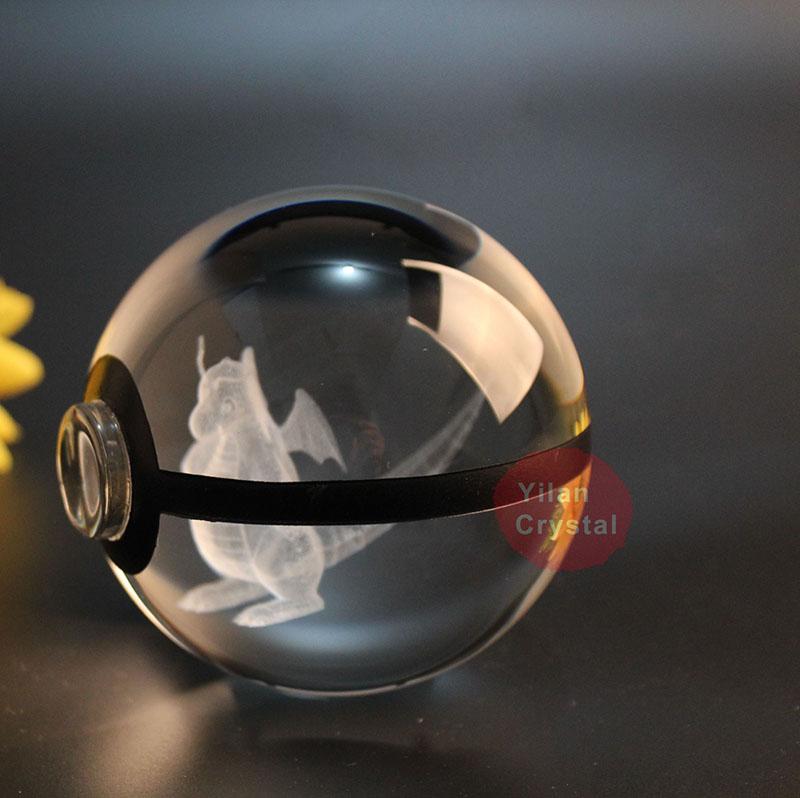 Most Popular LED Glowing Crystal Dragonite K9 Pokeball Souvenir Gift for Night Light Enthusiasts