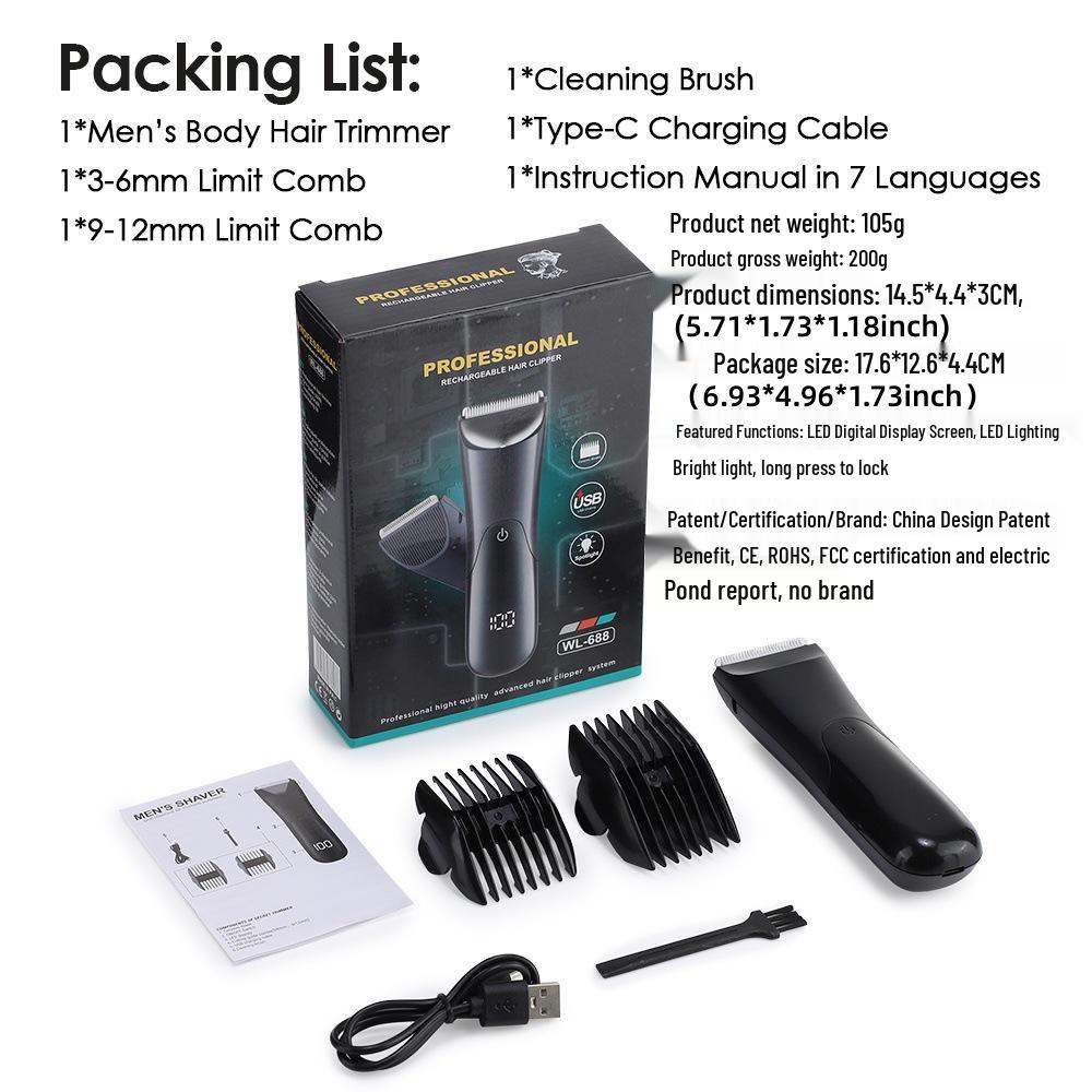 Rechargeable Smart Digital Display Men s Electric Shaver with Ceramic Blades for Whole Body