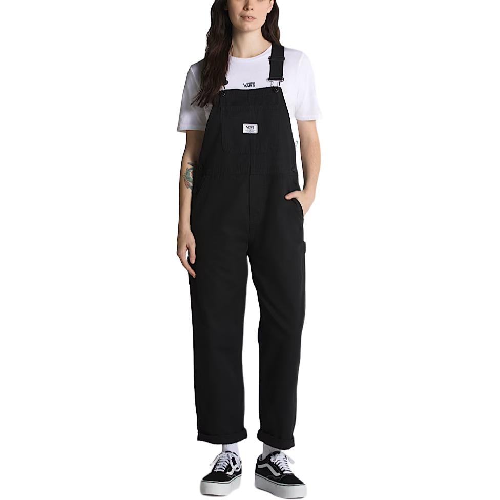 Vans Einfarbige Latzhose mit verstellbarem Träger und Taschen für Damen Schwarz VN0A5JHIBLK