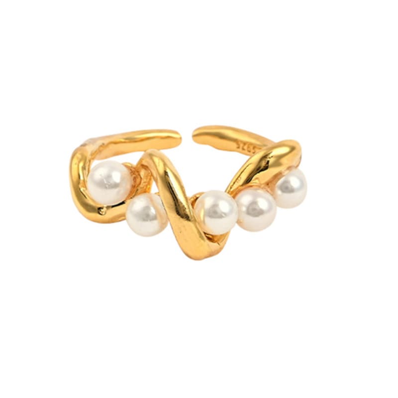 LAYERMOOD 24 knot pearl ring-gold