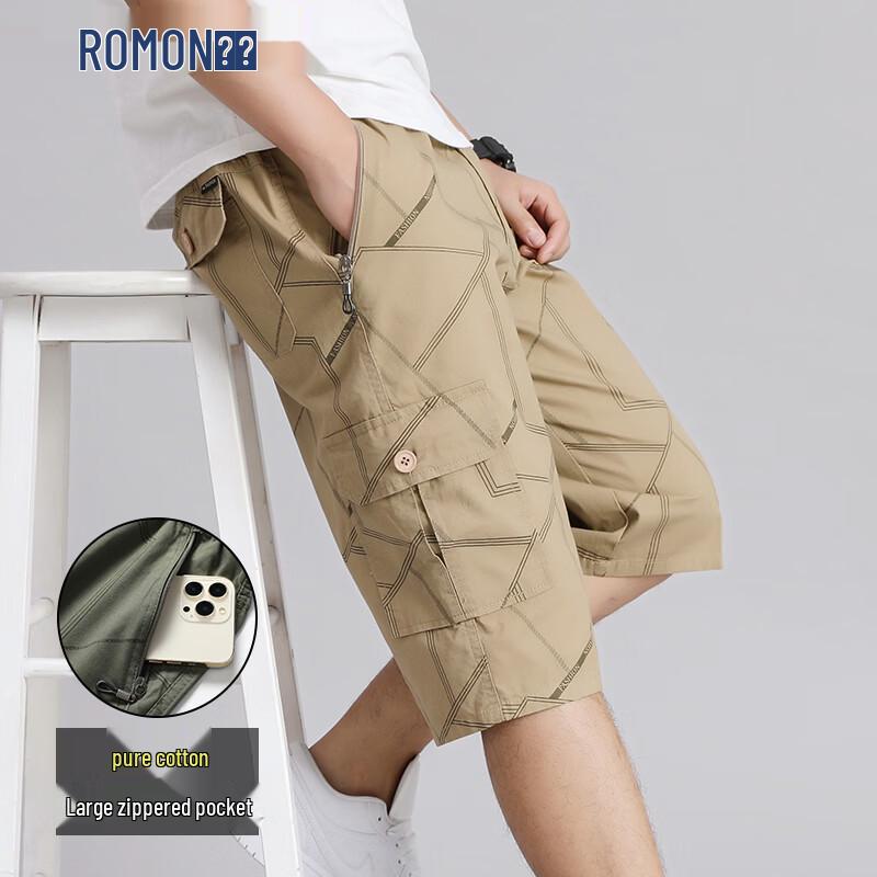 

Romon Men s Pure Cotton Casual Cargo Capri Shorts 5XL