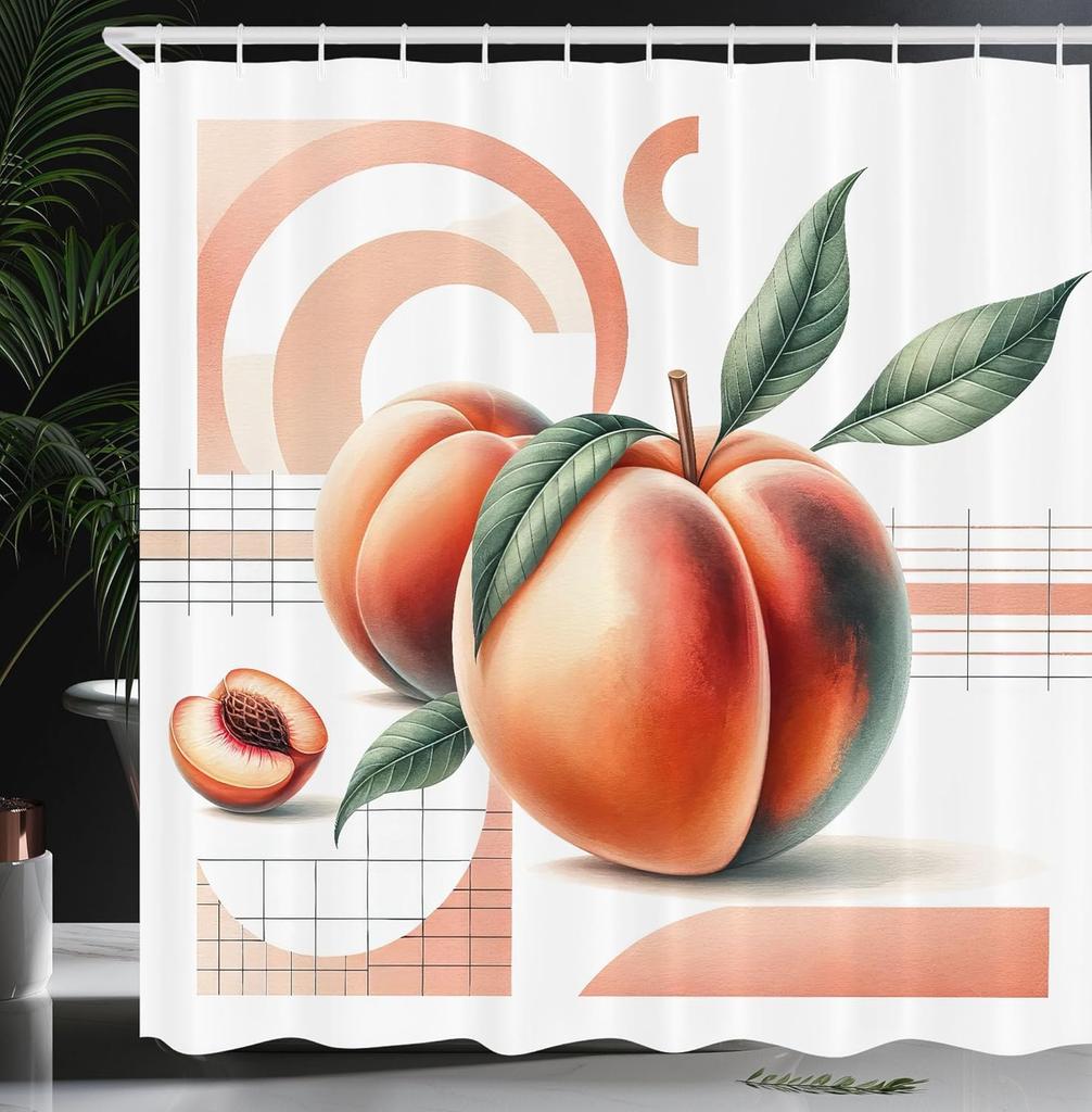 Watercolor Style Shower Curtain Green Leaf Appearance Abstract Branch Fabric Bathroom Decorative Shower Curtain With Hook,
