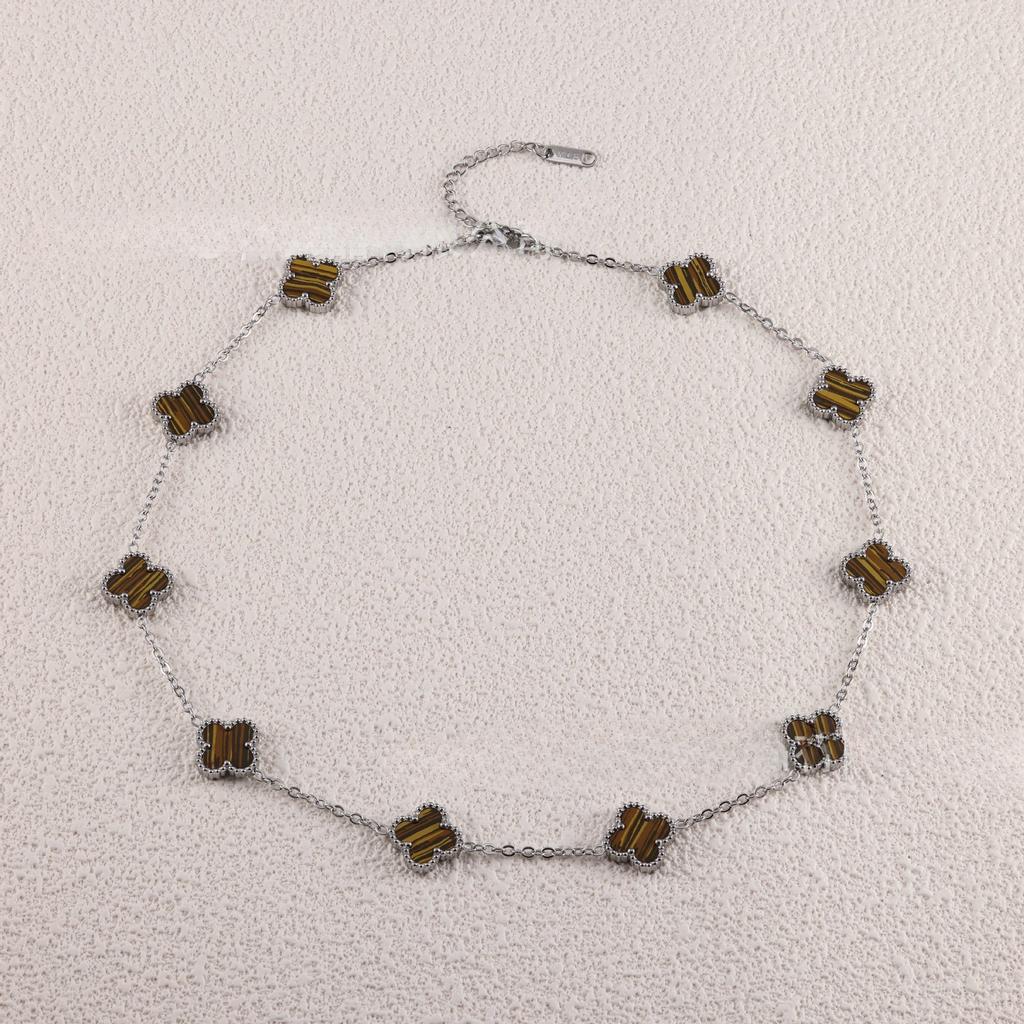 Four Leaf Clover Ten Flowers Necklace Light Luxury Sweater Chain Necklace Lucky Straw Collarbone Chain