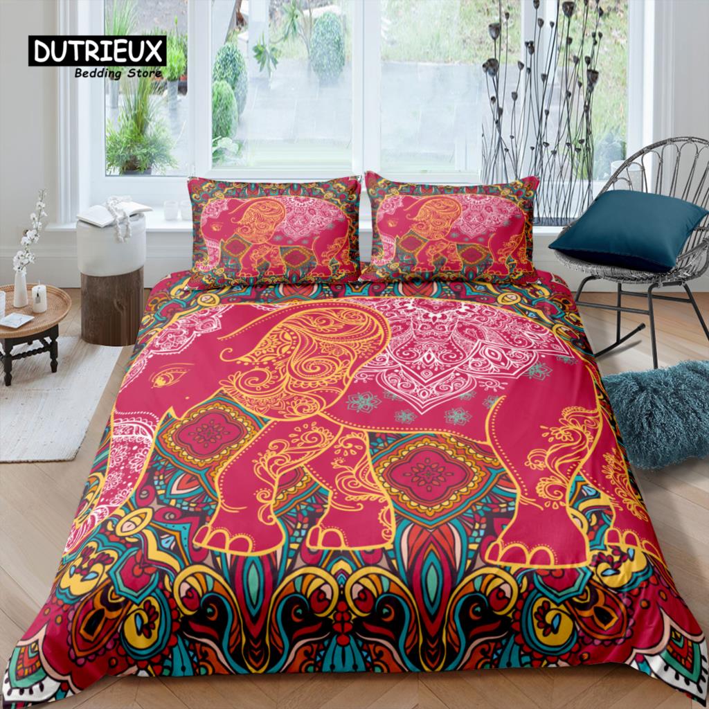 Home Living Luxury 3D Elephant Bedding Set Comfortable Duvet Cover Set Pillowcase Bedding Set Queen and King EU/US/AU/UK Size